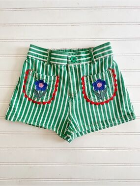 MINI BODEN VGUC Colorful Flower Appliqué Front Pocket Elastic Waist Shorts